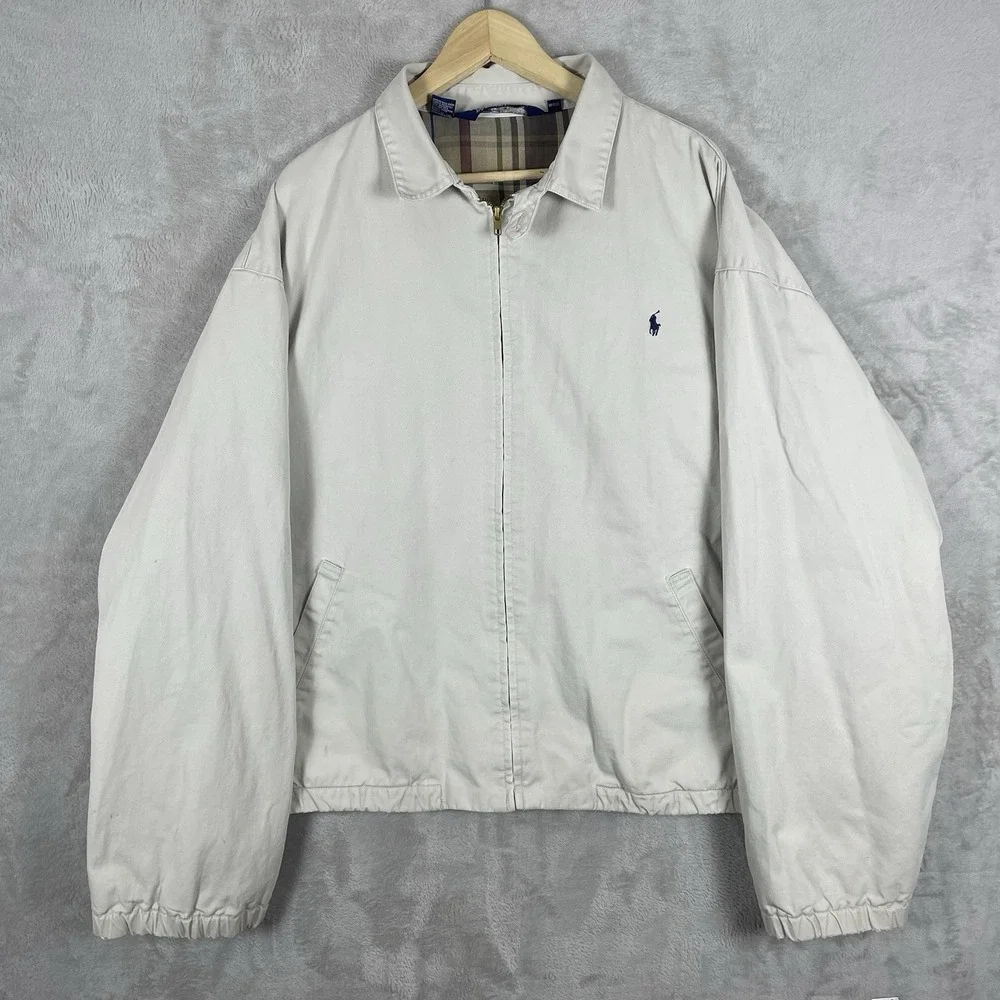 Vtg 90s Polo Ralph Lauren Harrington Bi-Swing Jacket XXL Flannel Lined Cotton